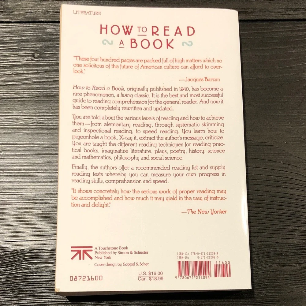 3 for $15 How to Read a Book by Mortimer J. Adler & Charles Van Doren